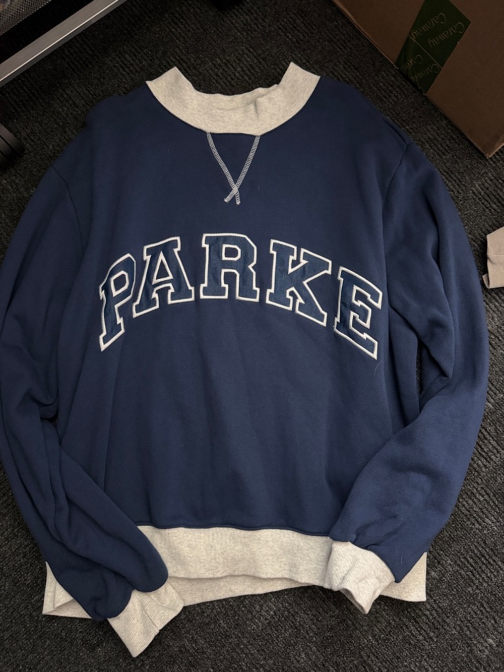 Parke Navy Crewneck Sweatshirt with Light Gray Trim